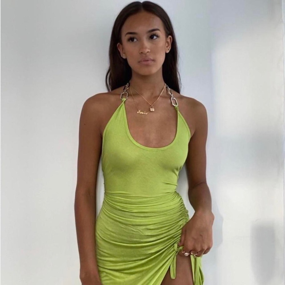 I.AM.GIA Halley Green Rouched Mini Dress - Picture 10 of 11